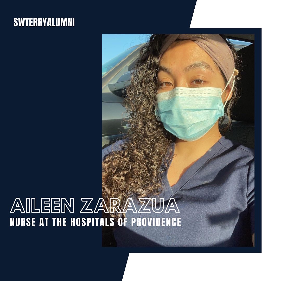 SWTerryAlumni's tweet image. Introducing “Where Are They Wednesday”! 

Kicking us off is Aileen Zarazua, a graduate from the University of Texas at El Paso and 2018 Terry Transfer, who is looking forward to finishing up her first contact as a nurse! Swipe to learn more! 

#wherearetheywednesday