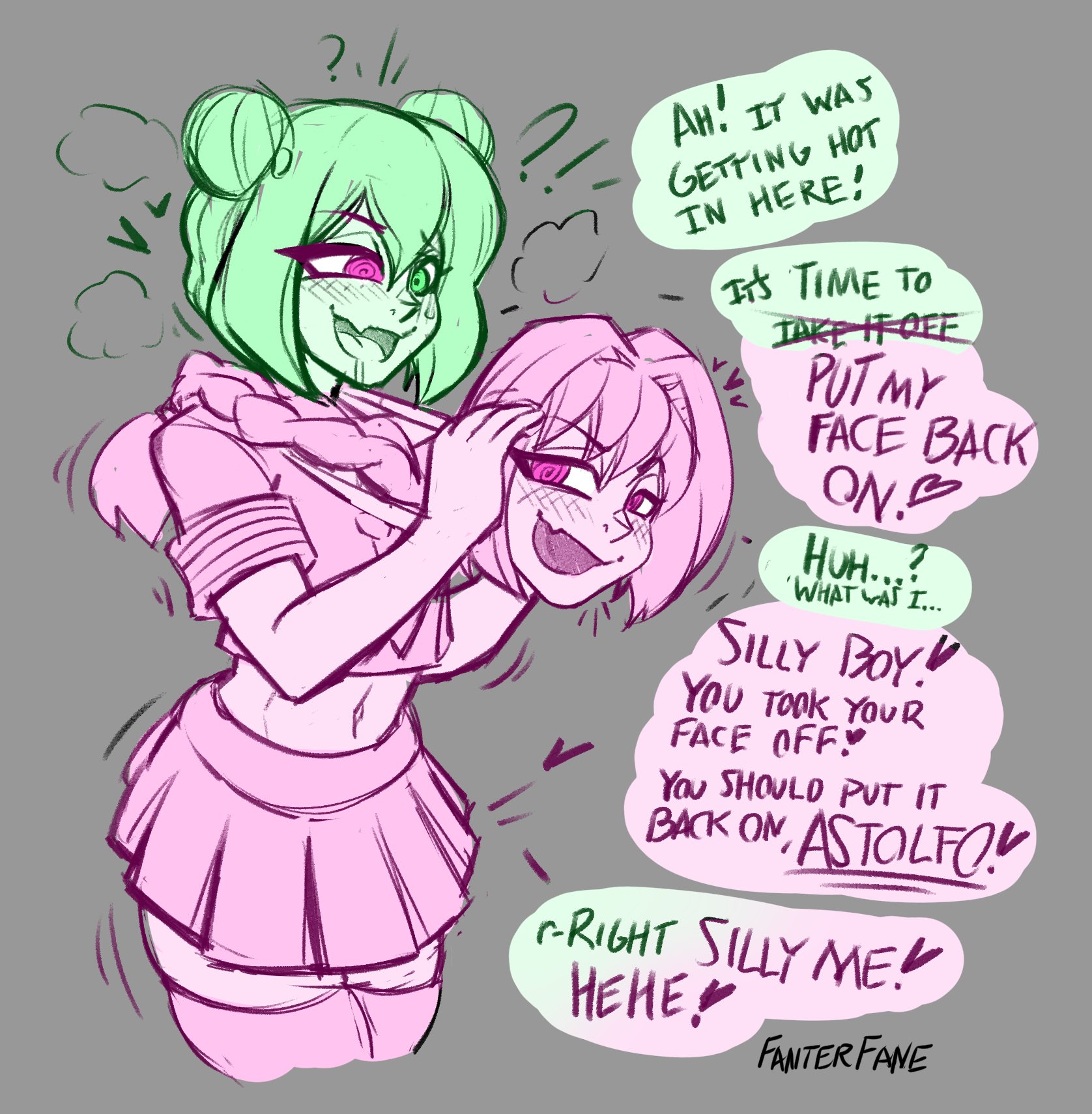 Fanter J Fane on X: Patreon Stream Request for @YasudaKojo! Astolfo  Skinsuit! Awhile after Sora tried on the skinsuit, he started to feel  really funny.. So he decided to take his face