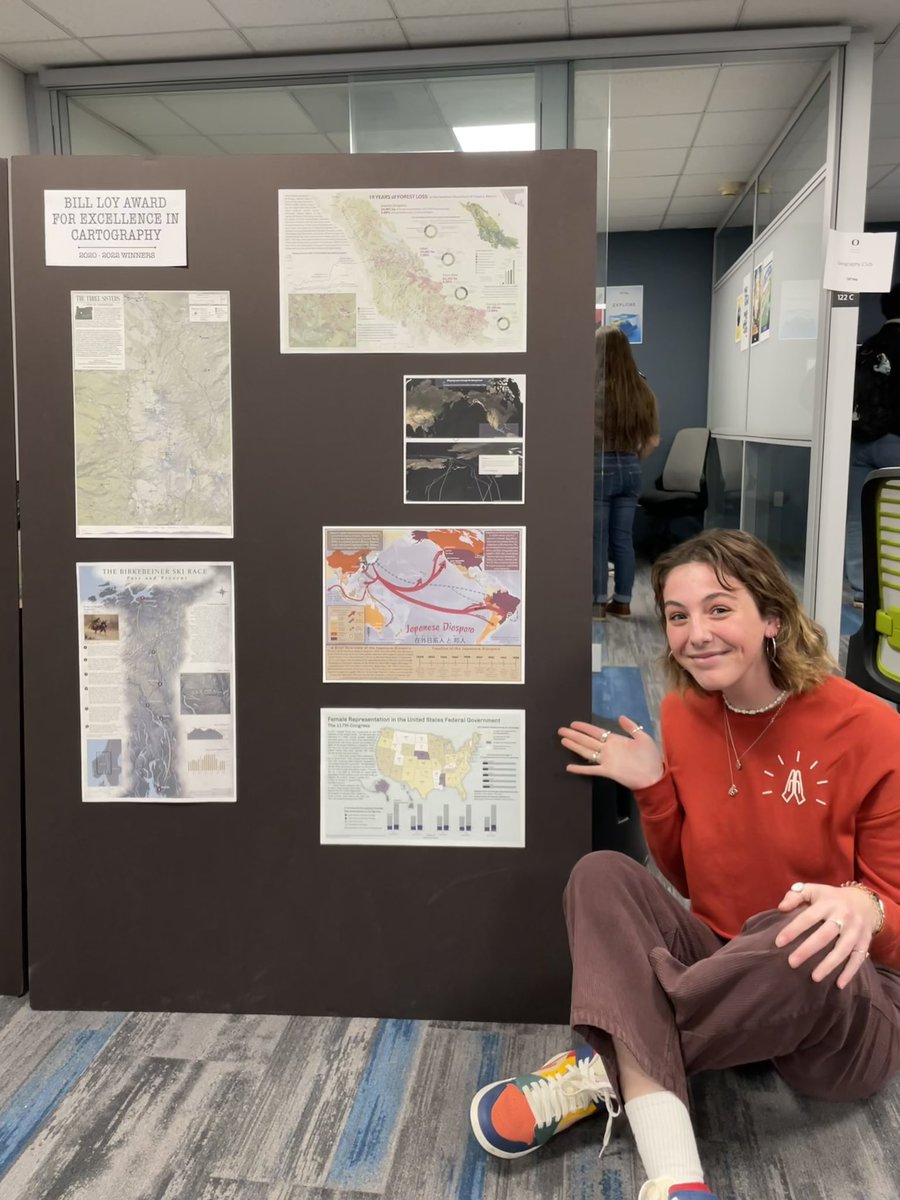 Today I celebrated my first #GISDay with my @uogeog family! Of course I had to get a picture with the project that made me realize I might not be that bad at making maps 🤍