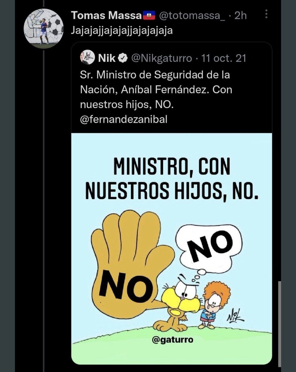 Nikgaturro's tweet photo. Tomás Massa, mis hijas son menores de edad, amenazadas por el Ministro de Seguridad de la Nación, dando datos privados y de connotación antisemita. Vos sos un muchachón de 18 años viajando a Qatar por una empresa creada por la AFA auspiciada por YPF y Aerolíneas Argentinas. Fin. https://t.co/WRuhUX5Mpt