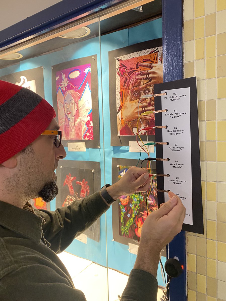 MrFlansArtClass's tweet image. Inktober is a challenge to improve inking skills and develop positive drawing habits. My students explored mixed media, through blending #inking techniques with #digitalmedia. OUR DISPLAY IS NOW INTERACTIVE! A special thanks to @JZEdTech for his collaborative spirit!