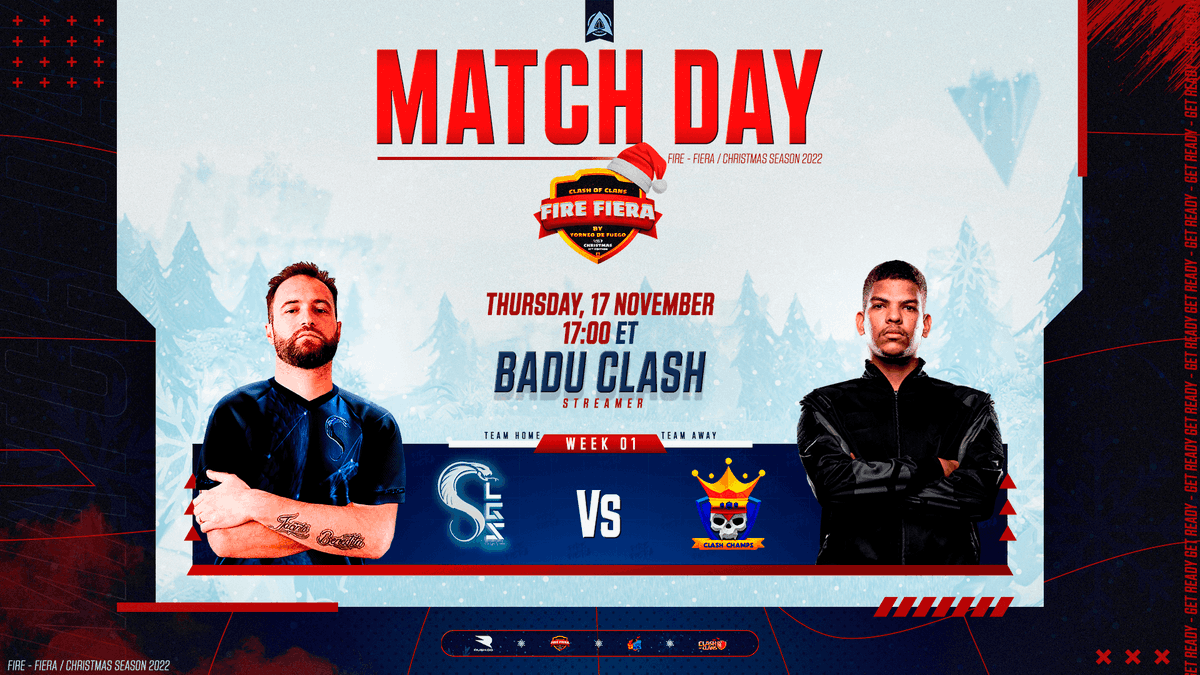 🏆 FIRE FIERA🏆
@FireFiera 

 ⚔️Clash Champs vs LGS Esports⚔️
<a href="/ClashChamps/">Clash Champs</a> vs #lgsesports 

📆17/11
⏰ 19:00 🇧🇷

🎙️ <a href="/BaduClash/">Badu Clash</a>
  
🎥youtu.be/_wVIsZLTTRI