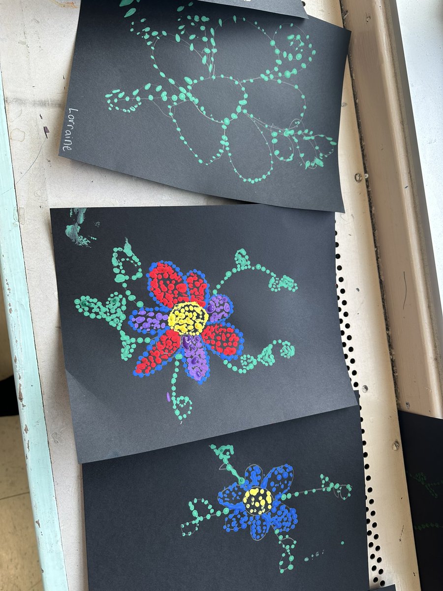VVClachrie's tweet photo. It is Métis week, so today we learned about Métis beadwork and then did pointillism art inspired by the beading! #grade1 #cbe https://t.co/9FxlKgxBm3