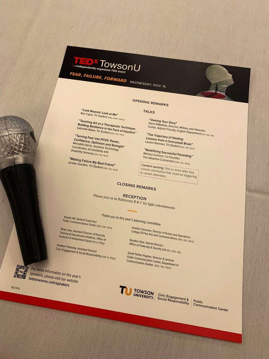 An absolutely INCREDIBLE evening spent <a href="/TowsonU/">Towson University</a> attending TEDxTowson! 🐯 As an educator, the perspectives I gained from the speakers tonight will continue to shape my practice. “Be resilient enough to get up and try again. Be👏🏽something👏🏽more.👏🏽”<a href="/HCPSchools/">HCPS</a> <a href="/TowsonUAlumni/">TU Alumni Relations</a>
