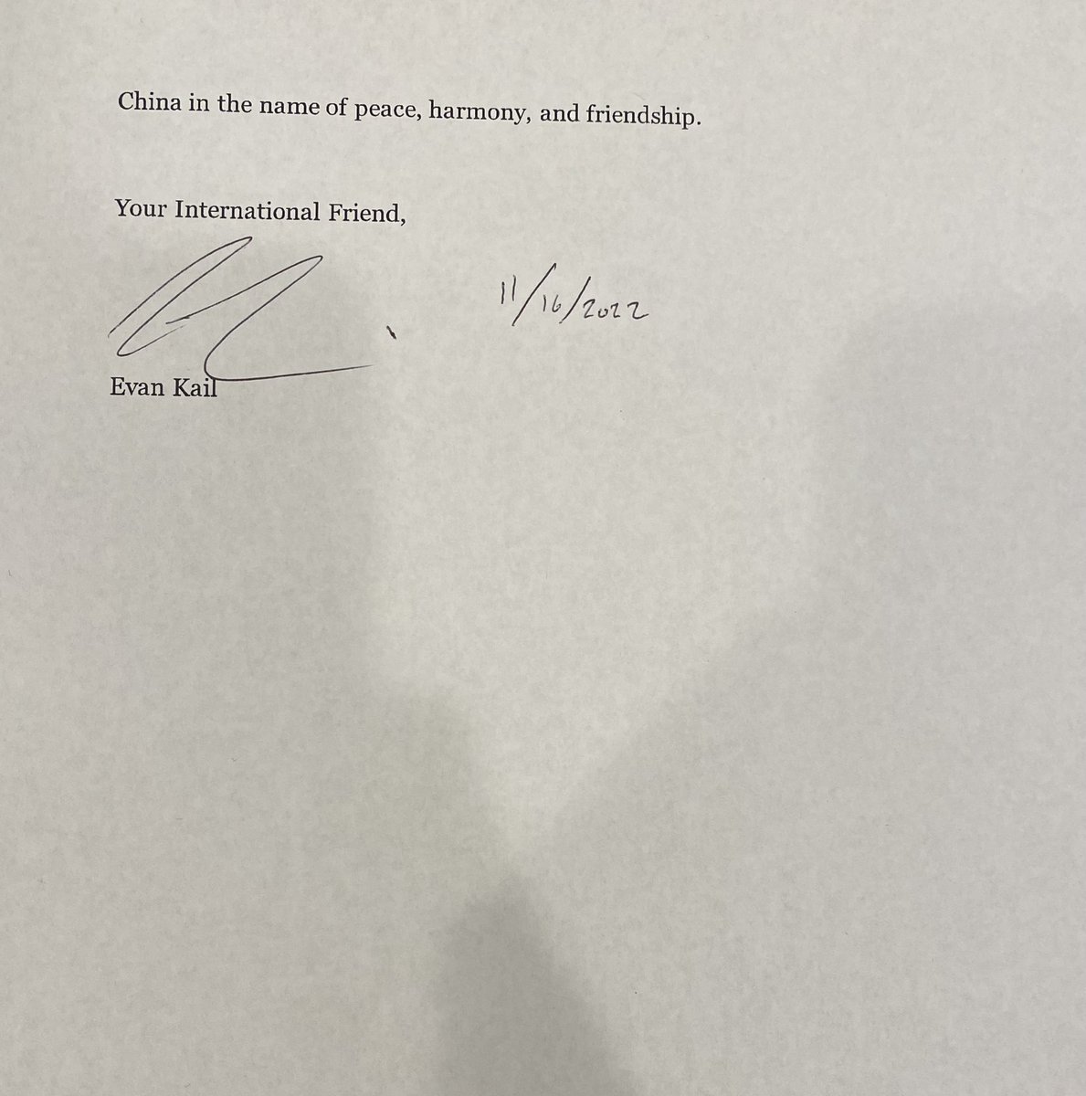 My letter to the representatives who flew in to meet me and China at large: