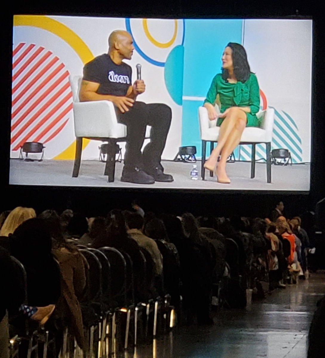 angelScason's tweet photo. @THEKINGDMC speaking with @MichelleNAEYC #naeycAC #betterthantheGrammys @NAEYC https://t.co/ieOwhMyxp6
