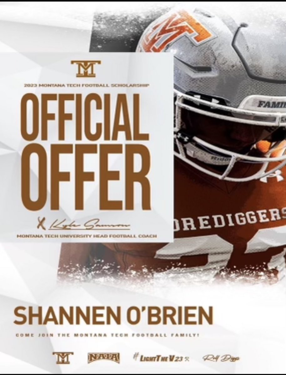 Excited to announce I have received an offer from <a href="/MonTechFootball/">Montana Tech Football</a> <a href="/CoachKyleSamson/">Kyle Samson</a> #CountOnMe #LightTheV23