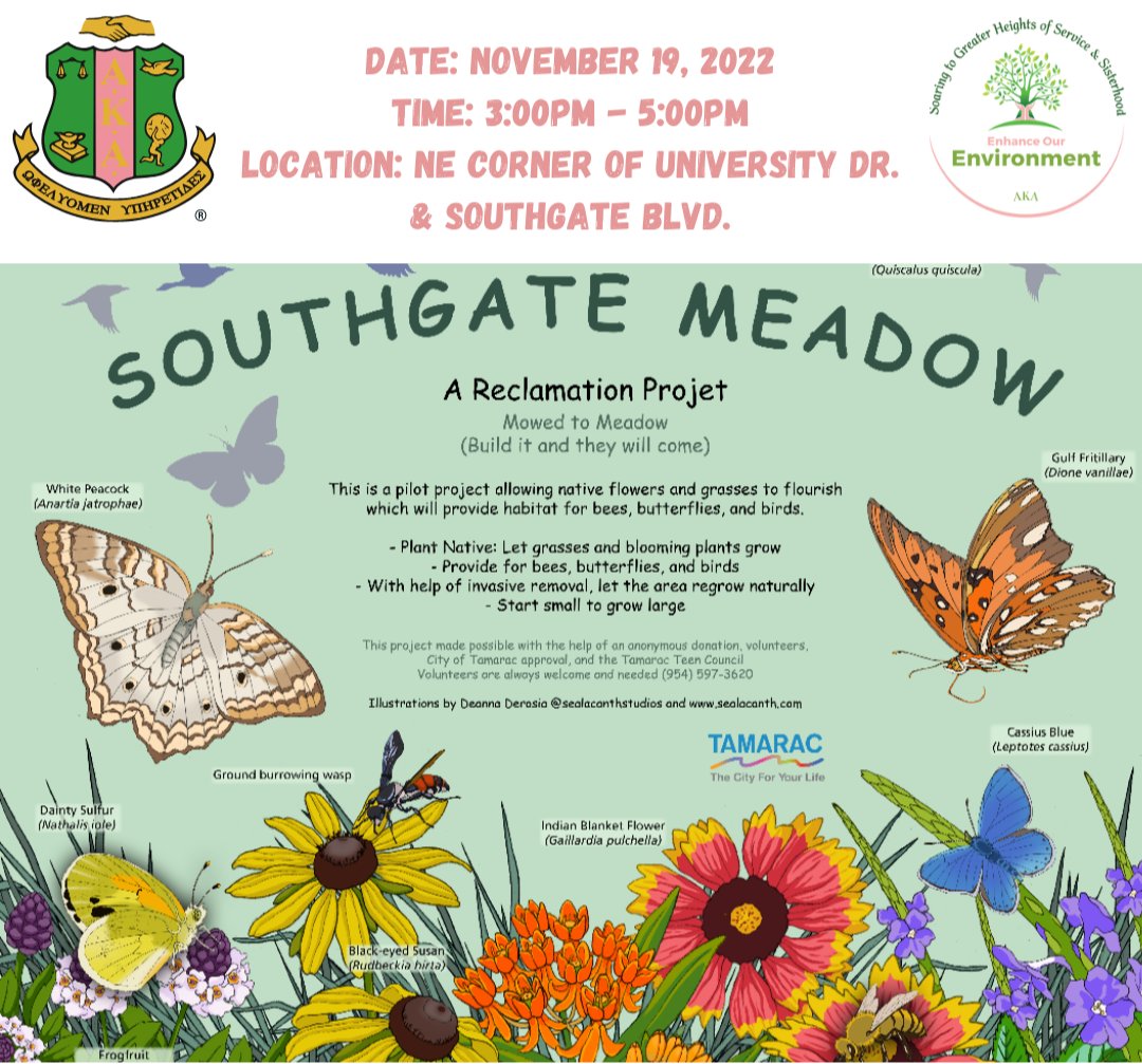 Join us as we help preserve the natural habitat of our native flowers and grasses and provide a habitat for bees, butterflies, and birds. This reclamation project will be taking place Saturday, November 19, from 3pm-5pm at Southgate Meadow. We look forward to seeing you there!