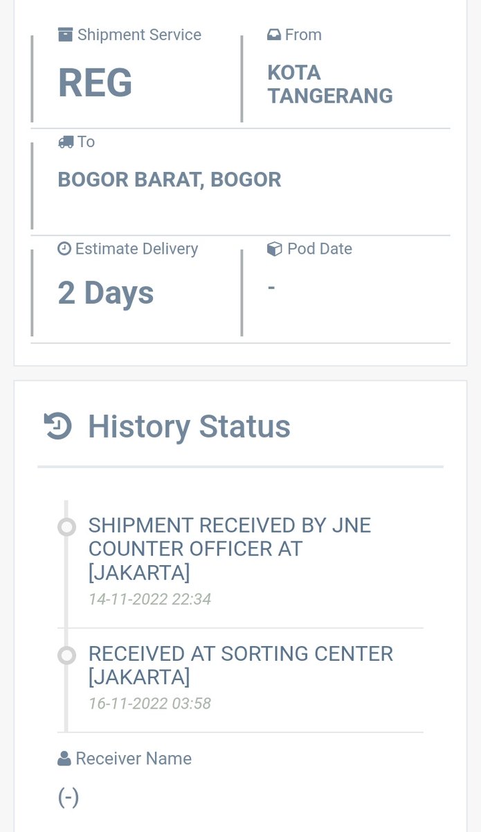 surm3k's tweet photo. @JNECare minnn paketku ganyampe nyampe inii padahal estimasi sampai 2 hari aja, ini tanggerang - bogor doang loh, tolong dong min 😔 https://t.co/jMjQoi7ihF