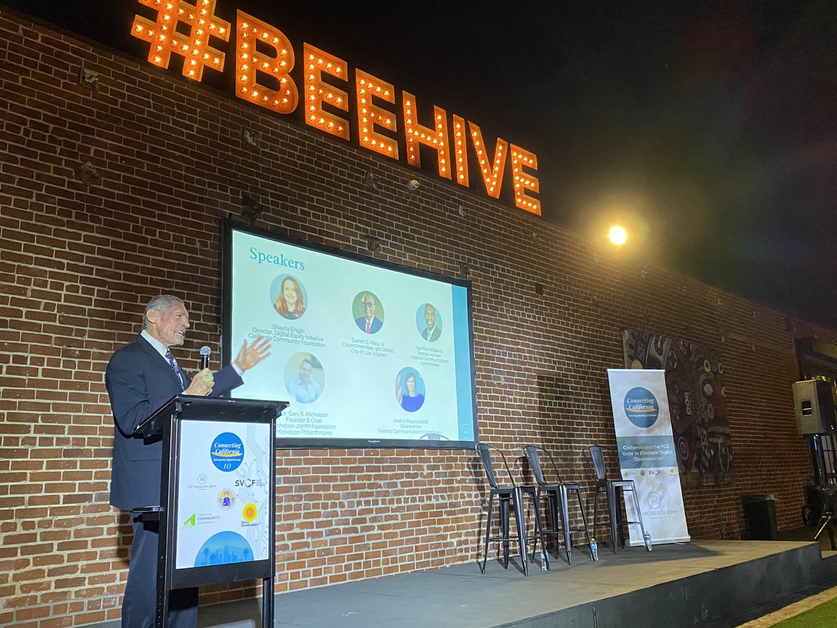 .<a href="/DrGaryMichelson/">Dr. Gary K. Michelson</a> introducing the #ConnectingCalifornia panel on digital discrimination at the #Beehive. This is <a href="/Michelson20MM/">Michelson 20MM Foundation</a>’s 10th event in this series on solving the #digitaldivide—and the first in-person post-pandemic.