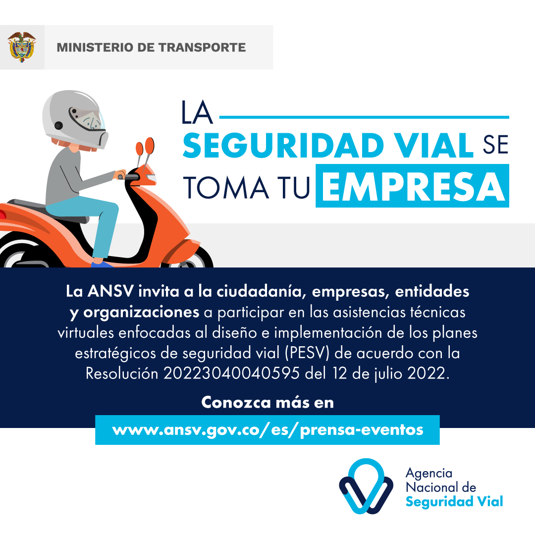 ansvcol's tweet photo. 📘 Participa de nuestras asistencias enfocadas en el diseño e implementación de los Planes Estratégicos de Seguridad Vial #PESV.
🗓️Conéctate a las 8 a.m. este 1 de diciembre en: https://t.co/X7G6hXQ528
Trataremos del Paso 9 al Paso 11 de la Resolución 40595 de 2022 https://t.co/VvfytbkrMv