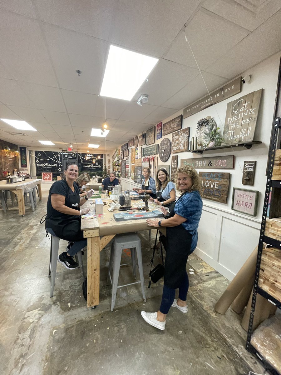 School counselors doing a little paint therapy tonight and enjoying our time together. Fun social event <a href="/BoardandBrush/">Board and Brush</a> @myFSCA <a href="/caitandcamsmom/">Nicole Martinez</a> <a href="/ECMSLeatherman/">Janell Leatherman</a> #Yourschoolcounselorbelievesinyou