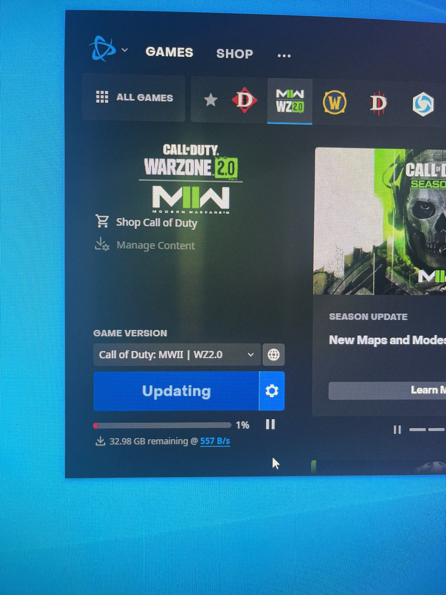 ProJr22's tweet photo. @BlizzardCS I had the game and the update downloaded but because it wouldn’t run without crashing because it wouldn’t optimize shaders I had to reinstall the game and this is the type of speeds I’m getting.  6 hours later not even 2% completed and 557 BYTES per seconds?! https://t.co/WLCjHvsw5I
