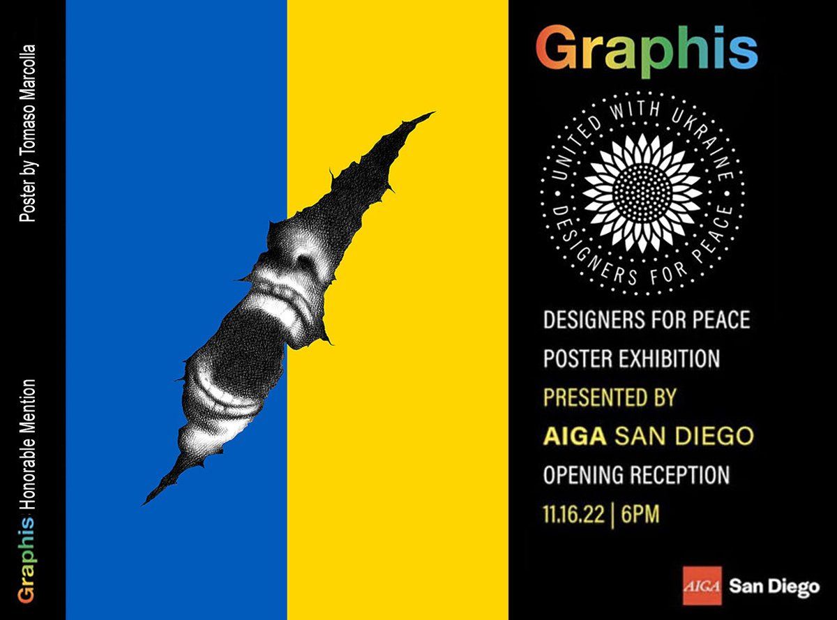 tomaso64's tweet photo. Graphis Designers for Peace Poster Exhibition Opening Reception November 16 in San Diego
#designersforpeace #graphis #aiga #aigasandiego #artexhibition #aigasd #designthinking #sandiegodesign #sandiegographicdesign #sandiegodesigners
https://t.co/oo3EAZfz21 https://t.co/zbOJbgrJNR