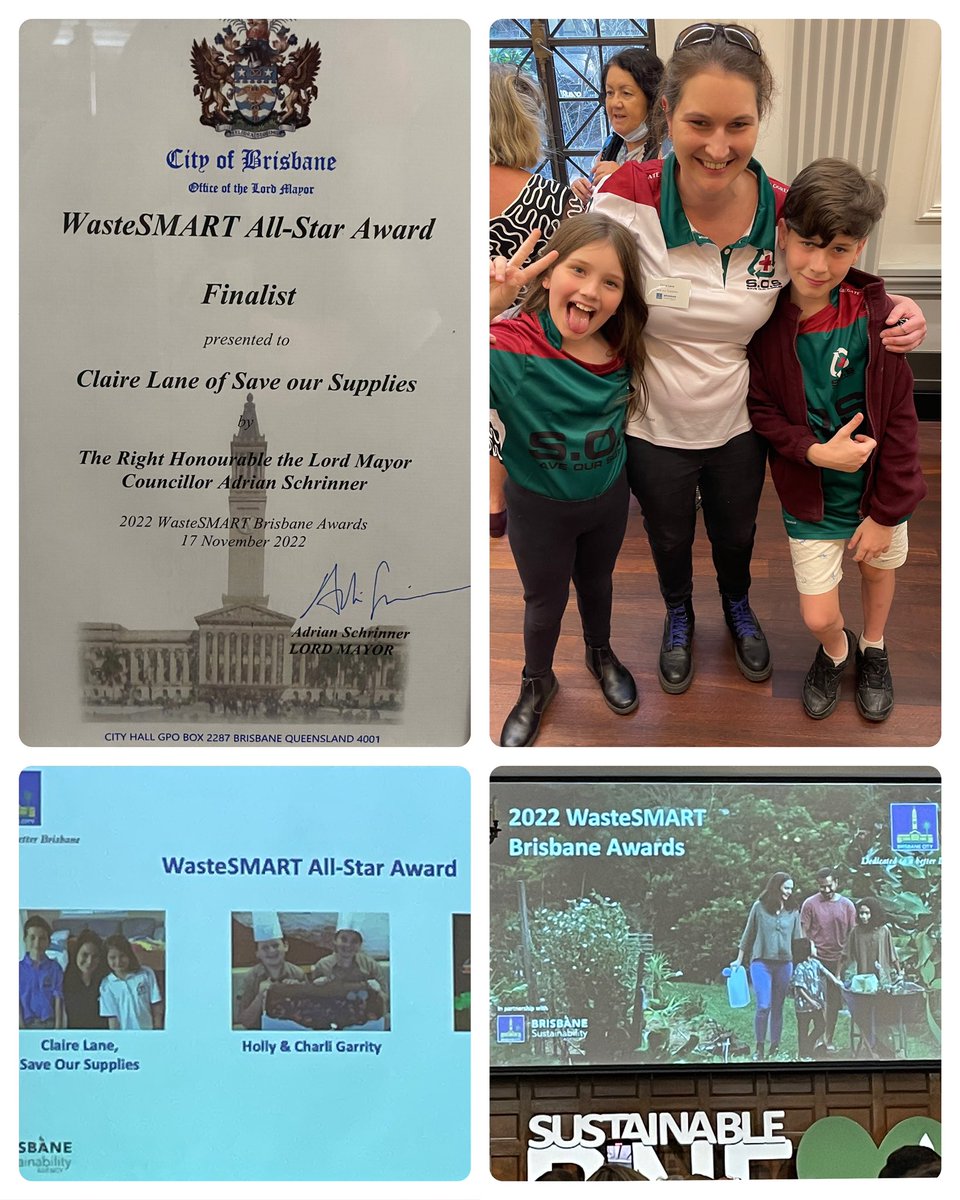 Massive congratulations to Renae McBrien, who has won at tonight’s wasteSMART All-Star Award. Representing SOS at tonight’s awards is CEO Claire with her children Dex and Charlie. 
Even though SOS didn’t take out the award tonight, it was an honour to be recognised as a finalist.