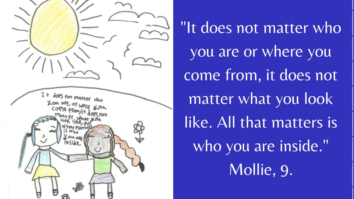 We had to share this touching submission from 9-year-old Mollie currently featuring in our Visions of the Future global art exhibition. Her beautiful words are so fitting for #antibullyingweek2022 To see her artwork in our gallery take a tour here 👉 buff.ly/3PcNxa9