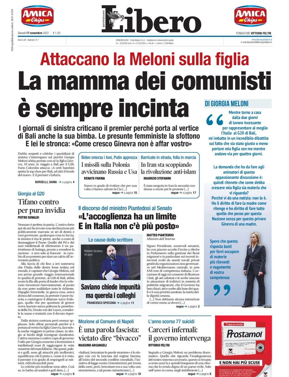GiancarloDeRisi's tweet photo. Giorgia a brutto muso contro le femministe che la sfottono perché a Bali s'è portata la figlia. 
E lei le stronca: come cresco la bimba non è affare vostro https://t.co/bhUIwn8V9q