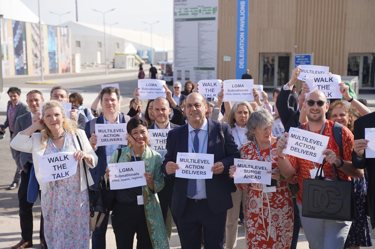 GlobalTaskforce's tweet photo. Today at #COP27 we are #TogetherForImplementation 

@Cop27p convenes the 1st Ministerial Meeting on Urbanisation &amp; Climate Change at a @UNFCC, aiming to raise the climate ambition of the #NDCs &amp; recognising that #MultilevelActionDelivers 

📍Meeting Room 20
🕰️10:00
#Listen2Cities https://t.co/W6QXhJ0Xze