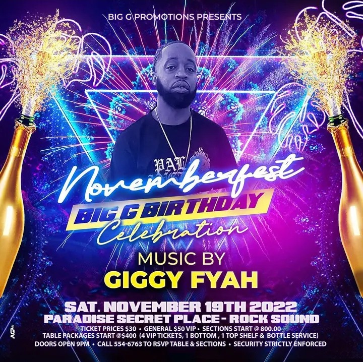 samcarts72's tweet image. Saturday, November 19th 2022...Big G Promotions presents:

 NovemberFest...The Secret Place, Rock Sound, Eleuthera...Please see flyers for details, tickets, contacts. Please share on social media and with your friends/ contacts. 

 You don't want to miss it!!!