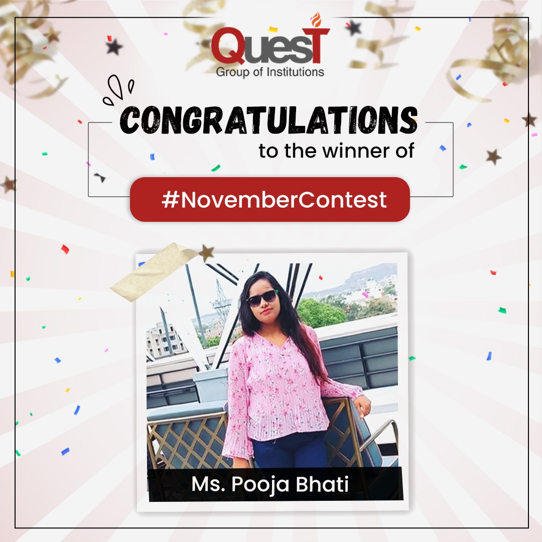 QuestMohali's tweet photo. Join us in congratulating Ms. Pooja Bhati as the winner of the #NovemberContest. 👏👏☺️
Kindly inbox us your contact details and we will share the voucher details with you! Stay tuned for another exciting contest by Quest Group of Institutions.
#contest #contestwinner https://t.co/NsvJMMjJMA