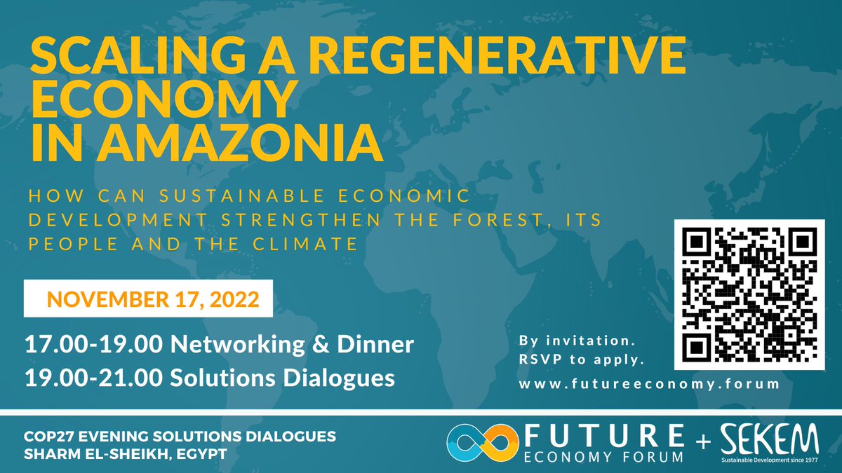Growing a #Regenerative Amazon Economy: Strengthen the forest, it's people and the climate. How can we develop economies that make more money from keeping ‘trees standing’ than from eliminating them. #COP27 #SolutionsDialogues bit.ly/3gcQTxa  <a href="/sekemgroup/">SEKEM</a> <a href="/futureeconomy_/">Future Economy</a>