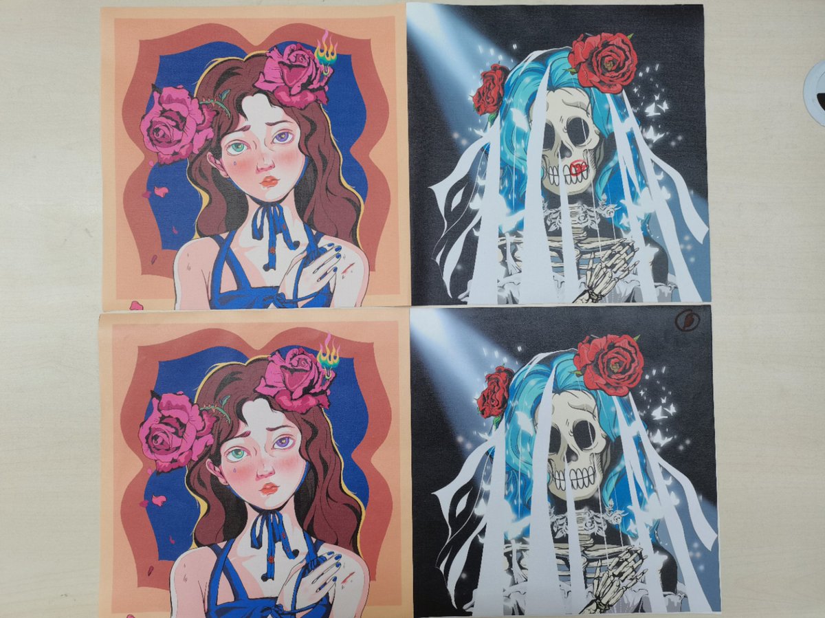 从十月份不断试印数码版画底部的材质，不同色调，不同材质印刷出来相差甚远。