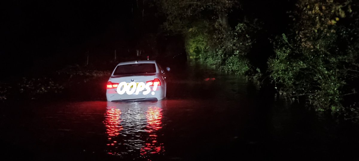 Vehicle now stuck in #flood #water wade equipment used and incident left with police #roadclosed #fire #rescue #DEFRA