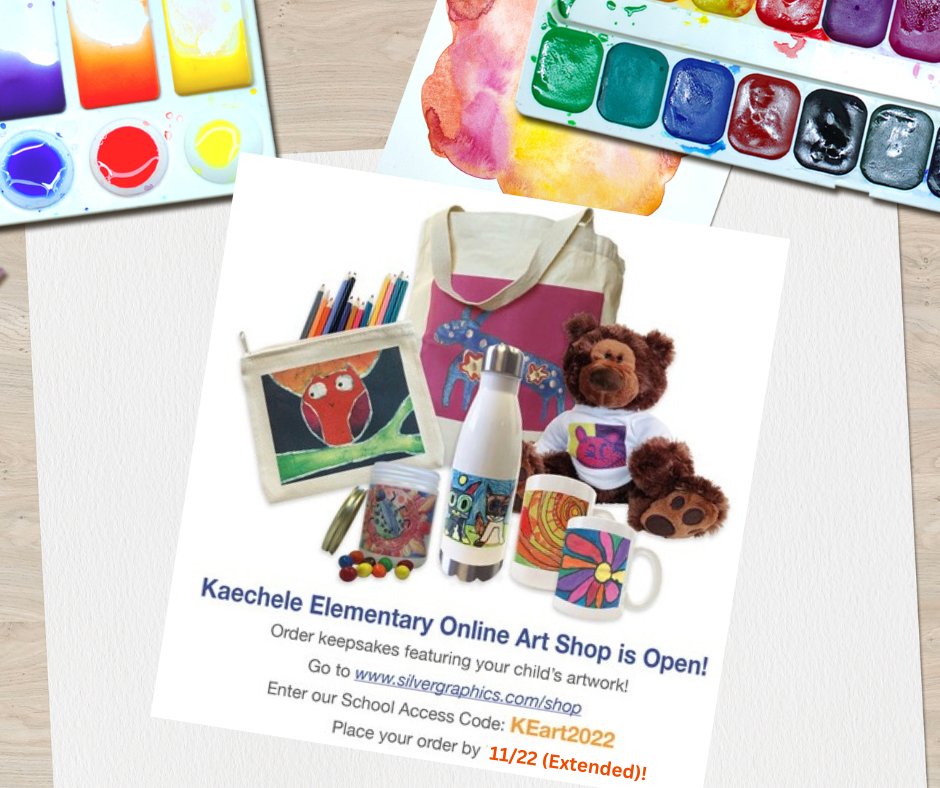 Did you forget to place your Silver Graphics order? There's still time to get your child’s art on beautiful keepsakes! Place your (online only) orders by midnight Nov. 22 for delivery by the holiday. Don't miss this chance to be great! <a href="/KEScoyotes/">Kaechele Elementary School</a>