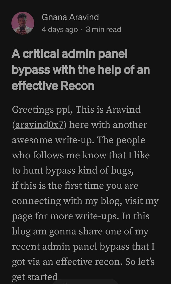 gnana_aravind07's tweet photo. Hii guys, check this out. One of my recent write-up on How I was able to bypass the Admin Panel with the help of an effective Recon.

https://t.co/aNOZcJ3m1j

#security #bugbounty #bugbountytips #writeups #securitybreach #hacker #bugbountytip #hackerone #bugcrowd #vulnerablities https://t.co/GHYqsH7aD1