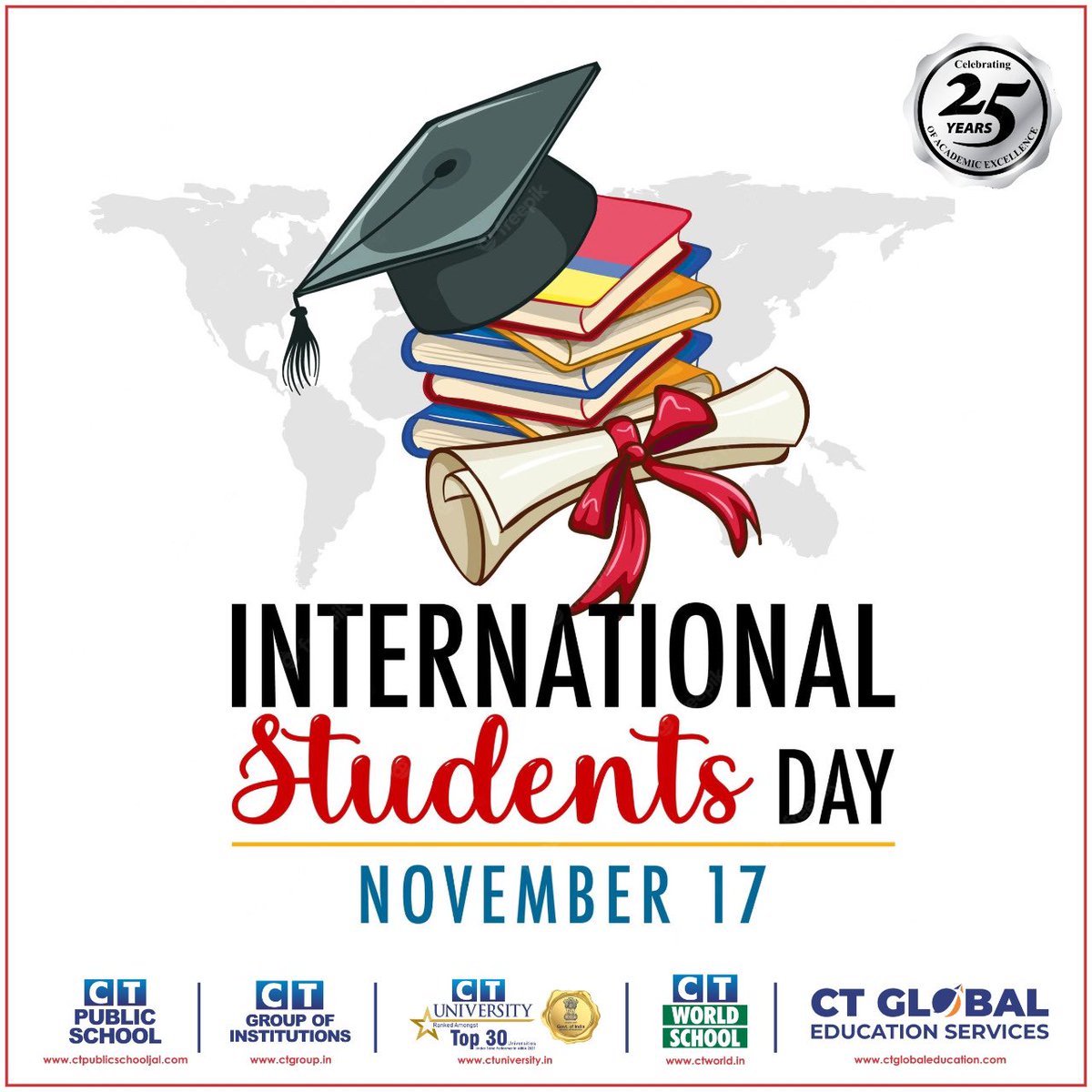 CTGroupshahpur's tweet photo. CT Group wishes you a Happy International Student's Day.
#internationday #students #college #jalandhar https://t.co/M1nvqKsPoM