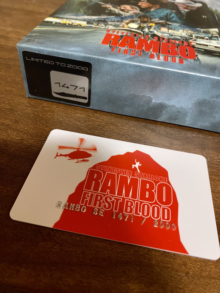 CraigKoban's tweet photo. They drew 4K first blood…not me. 

Got this •extremely awesome• piece of physical media from @StudiocanalUK via @zavvi.  Limited to just 2000. 😮

(1/2) 

#FirstBlood #Rambo #RamboFirstBlood #SylvesterStallone #Stallone #StudioCanal #4UltraHD #PhysicalMedia https://t.co/RJH2nPH4H0