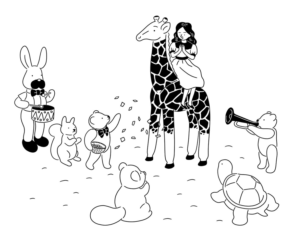 稀にユルめの線画も描きます🦒 