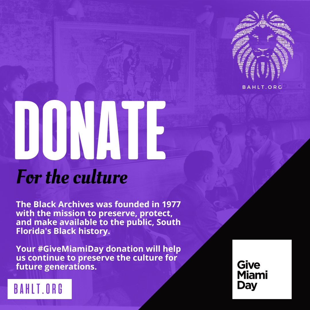 Give Miami Day this year begins NOW! If you have ever utilized our archives, seen a show <a href="/LyricTheaterMIA/">Lyric Theater Miami</a> or visited on of our impactful historical exhibitions, you have seen the impact your financial support can make. TAP IN!! DONATE: givemiamiday.org/blackarchivesm…