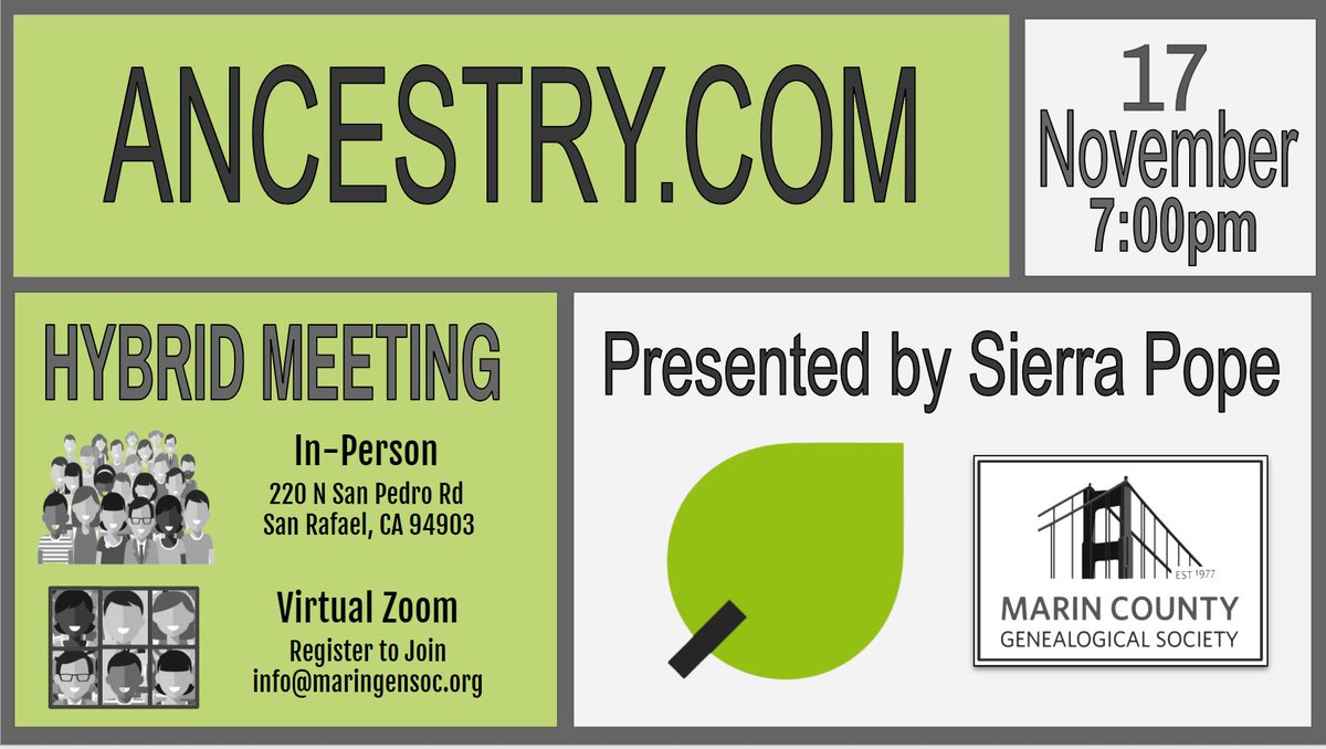 The details - working with Ancestry.com 

Join us tomorrow night - Everyone is welcome -  register at info@maringensoc.org