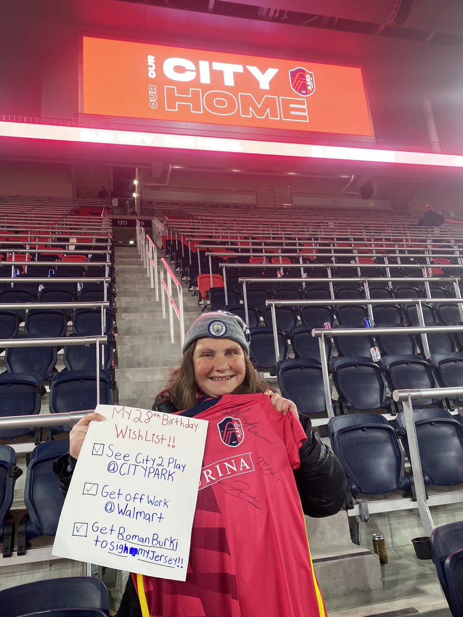 Thank you <a href="/stlCITYsc/">St Louis CITY SC</a> and <a href="/StLouligans/">St.Louligans ☠️</a>  for making the beginning of my birthday celebrations so special at the game tonight . You make the game such an exciting environment regardless of losing 3-0. And thank you Akil Watts and everyone who helped get my jersey signed!