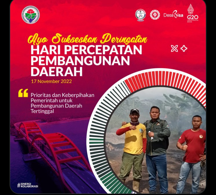 #HariPercepatanPembangunanDaerah

Mention ke:
<a href="/jokowi/">Joko Widodo</a> 
<a href="/halimiskandarnu/">ABDUL HALIM ISKANDAR</a>
@Kemendespdtt
<a href="/malik_haramain/">malikharamain</a>
<a href="/imansyukri/">Iman Sukri</a>
<a href="/taufikmadjid71/">IG : taufik.madjid</a>
@yusradaridesa 
<a href="/azzameldzikrie/">#SantriIndonesia</a> 
<a href="/tppkemendes/">TPP KEMENDES</a>
<a href="/ditjen_ppdt/">Ditjen PPDT</a>
