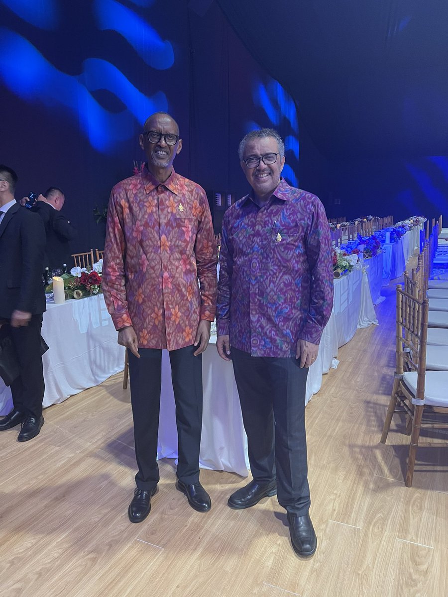 Happy to see you at the #G20 Leaders’ Summit, my brother <a href="/PaulKagame/">Paul Kagame</a>. Thanks for your and 🇷🇼’s leadership on health security in Africa.
