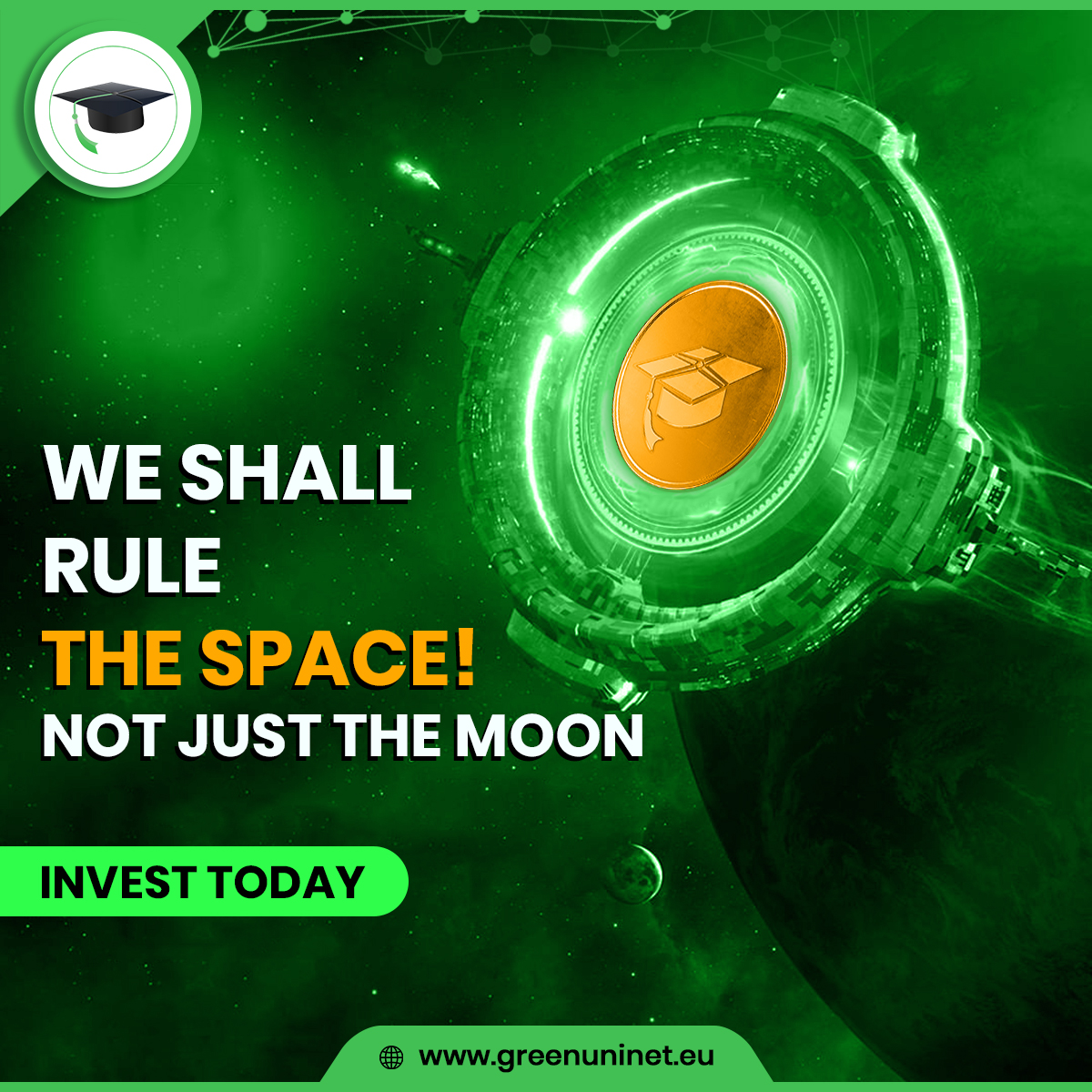 We shall rule the #space, not just the #moon!

Invest today: greenuninet.eu/sale/
.
.
.
.
.
#greenytoken #greenuninetwork #crypto #cryptocurrency #cryptoinvesting #tokensale #publicsale #cryptoinvestors #cryptomarket
