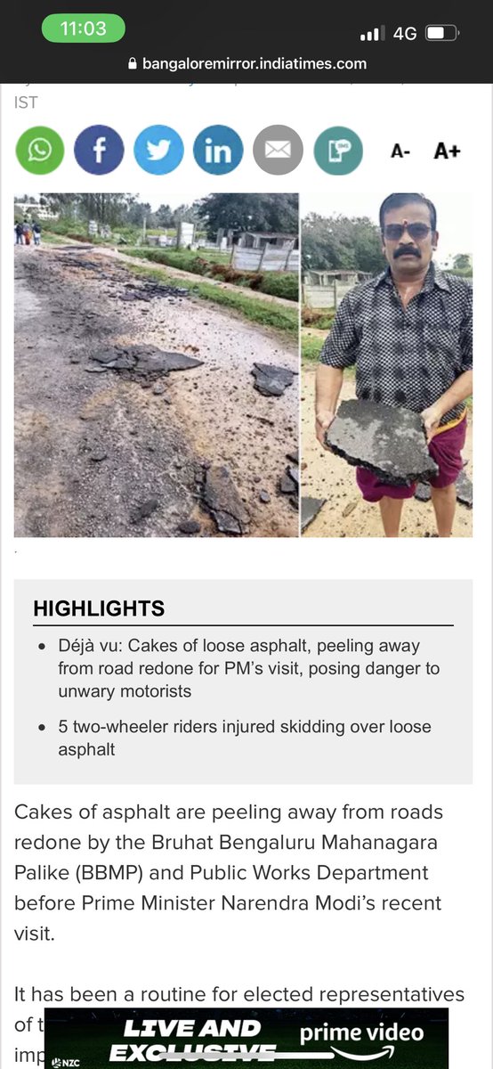 CM <a href="/BSBommai/">Basavaraj S Bommai</a> did new asphalting done on Bagaluru - New Airport road only for PM <a href="/narendramodi/">Narendra Modi</a> ji visit, not for people, people should suffer as always who cares.?
Then why complaining.?
#SpeakUpBengaluru 

bangaloremirror.indiatimes.com/bangalore/cove…