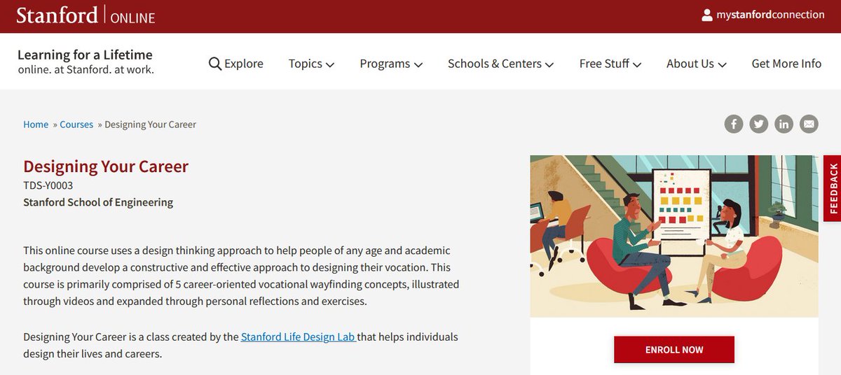 Damn_coder's tweet image. 4. Designing Your Career

This online course uses a design thinking approach to help people of any age and academic background develop a
constructive and effective approach to designing their vocation.

<a style="text-decoration: none;" rel="nofollow" target="_blank" href="https://online.stanford.edu/courses/tds-y0003-designing-your-career">online.stanford.edu/courses/tds-y0…</a>