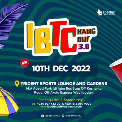 TEMITAYOLANRE's tweet photo. Get your tickets for #Ibtchangout3.0
Let’s make it a date!

Cc @Ibadantwitta_ https://t.co/13eNvfwvFU