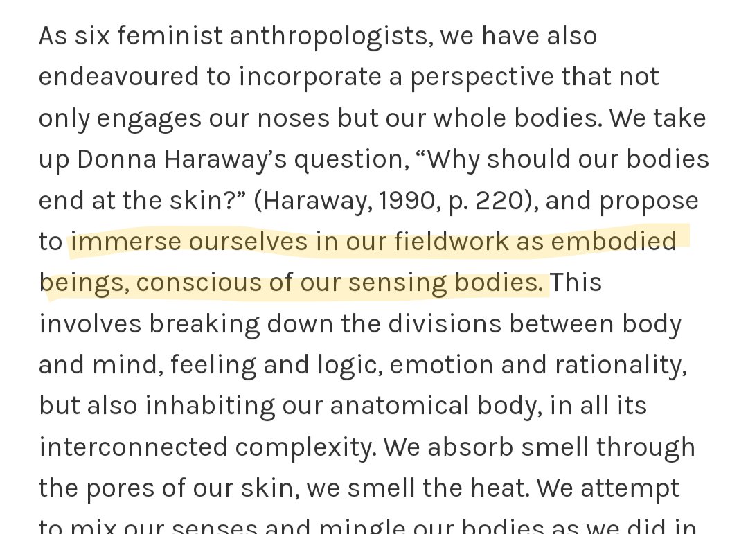 As I get older, I get much better at being conscious of my sensing body. #ethnographicgoals 🙏 Excerpt from Ez Donk Oraindik's editorial as @_entanglements_ take on smelling as a feminist practice: