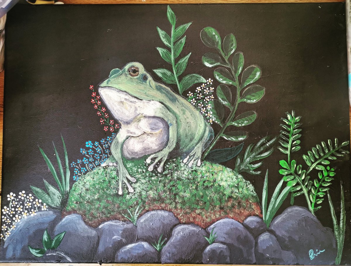 I've been a little dormant on here lately, so here's an acrylic painting of a frog I did the other day 🐸 #artist #illustrator #doodles #colourfulartwork #love #illustration #anxiety #agoraphobia #newproject #frogs #acrylicart
