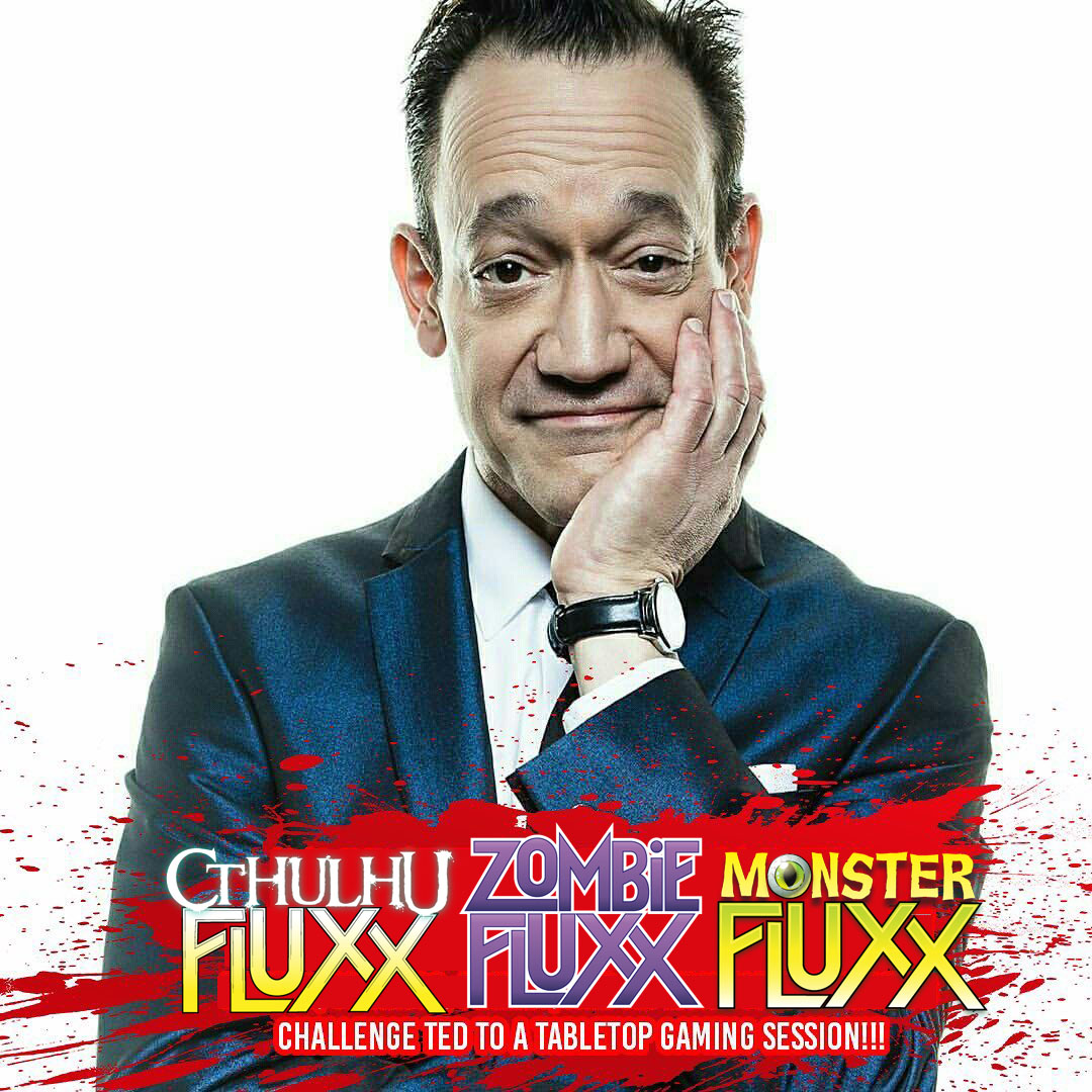 BruceFestOffcl's tweet image. Sign up throughout the weekend to challenge @tedraimi  at Fluxx by @LooneyLabs! Fluxx is a card game about change, and it changes as you play it. It's a card game of ever-changing rules and how you win can also change from one turn to the next.