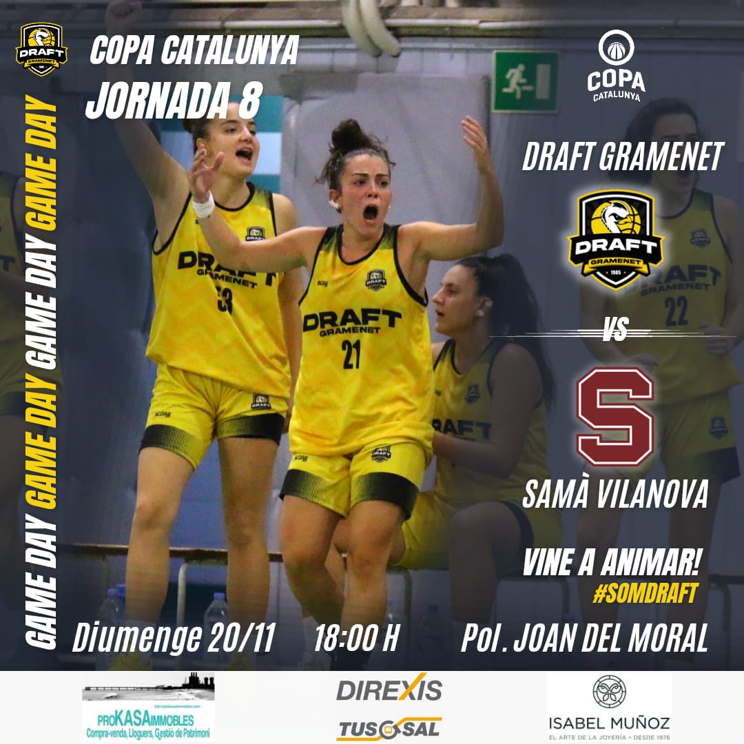 draftgramenet's tweet photo. 🔥 GAME DAY ❗
El #DRAFTCOPA en un nou partit al ⚡"Juande " ⚡, no pots faltar ❗
🏆 Jornada 8 | ⛹️‍♀️ #CopaCatBQ
📅 Diumenge 20/11
⏱️ 18:00🆚 @basquet_sama_vilanova
🏠 Pavelló Joan del Moral
📢 VINE A ANIMAR i fem que sigui una ollla GROC i NEGRE❗#SOMDRAFT@prokasa_inmobles@imonzj https://t.co/TeR0tc998H