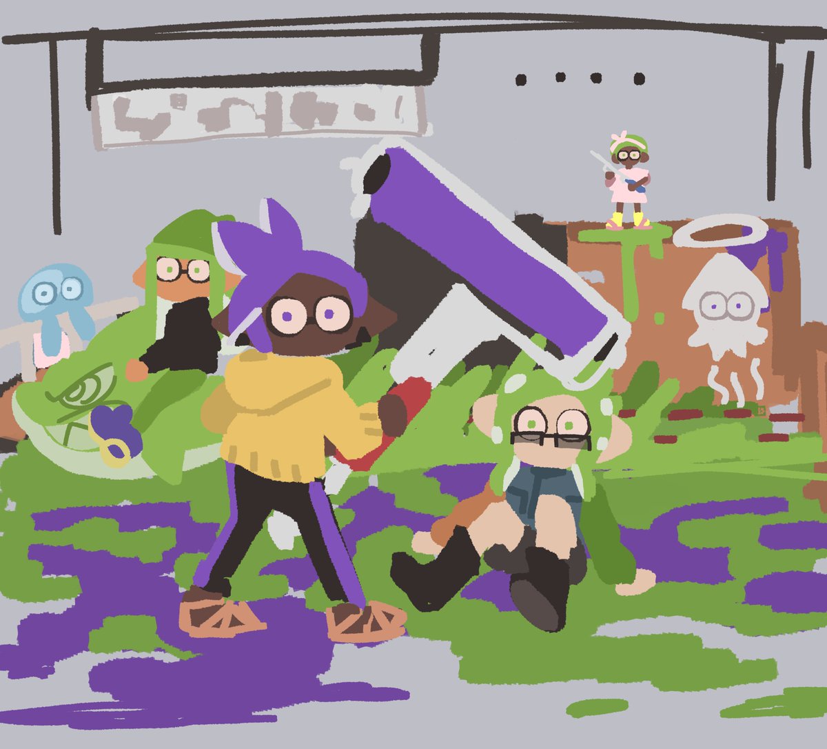 pcktknife's tweet photo. [splatoon] elite octoling who's not used to casual fun turf battles and throws out the wildest threats when shes losing https://t.co/Q7aSKEkupH