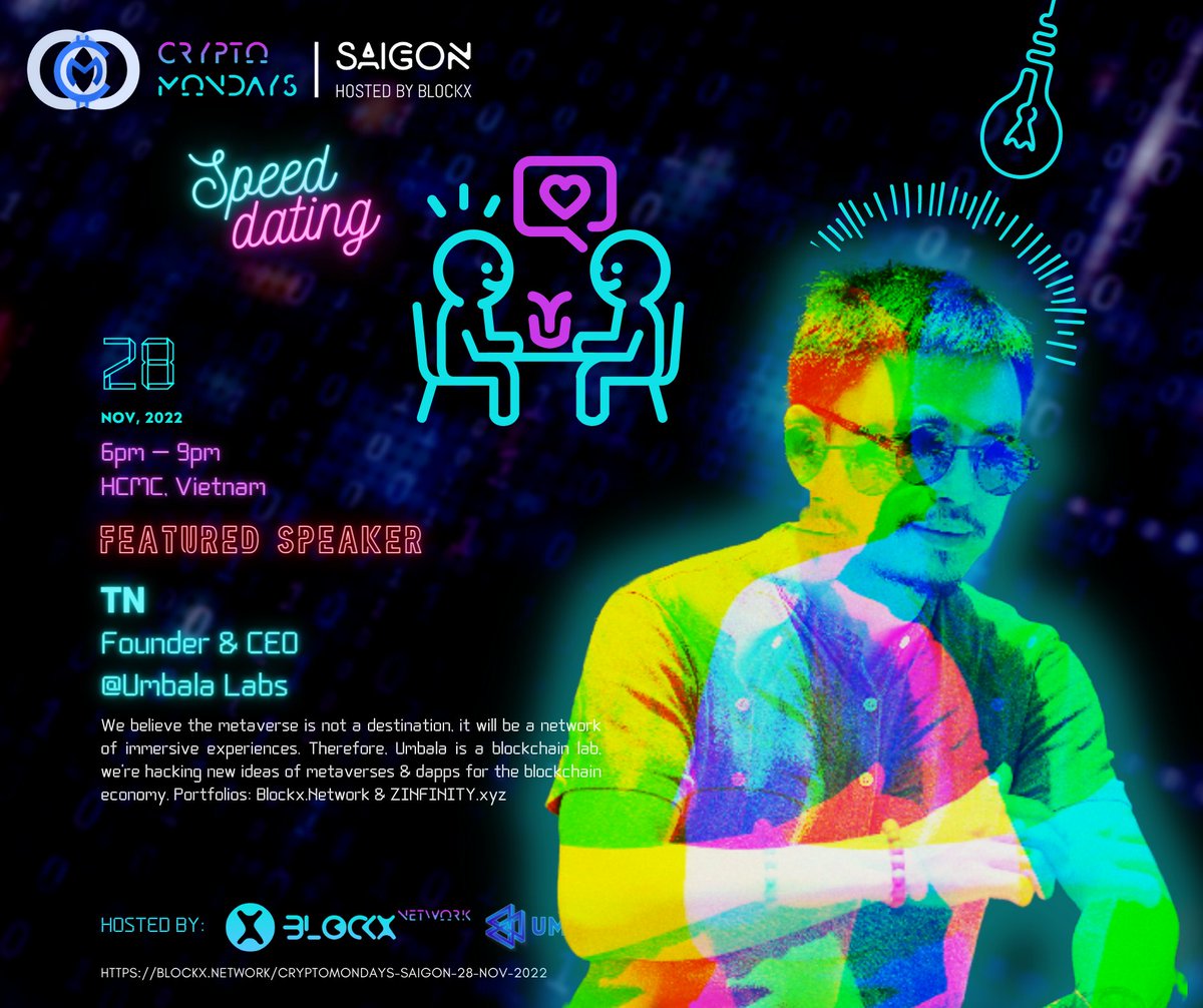 mwxumbala's tweet photo. I will moderate the Speed Dating with great Asian Web3 VCs for #Web3 #GameFi #NFT #Metaverse #DeFi builders in VN. Let's take your spot and prepare to enjoy dating with @Newmancapitalvc @OrderlyNetwork @ResearchKronos @GameFi_Official @Icetea_Labs @OnBlockVC @KyberVentures 👇 https://t.co/QjkafNlnyQ