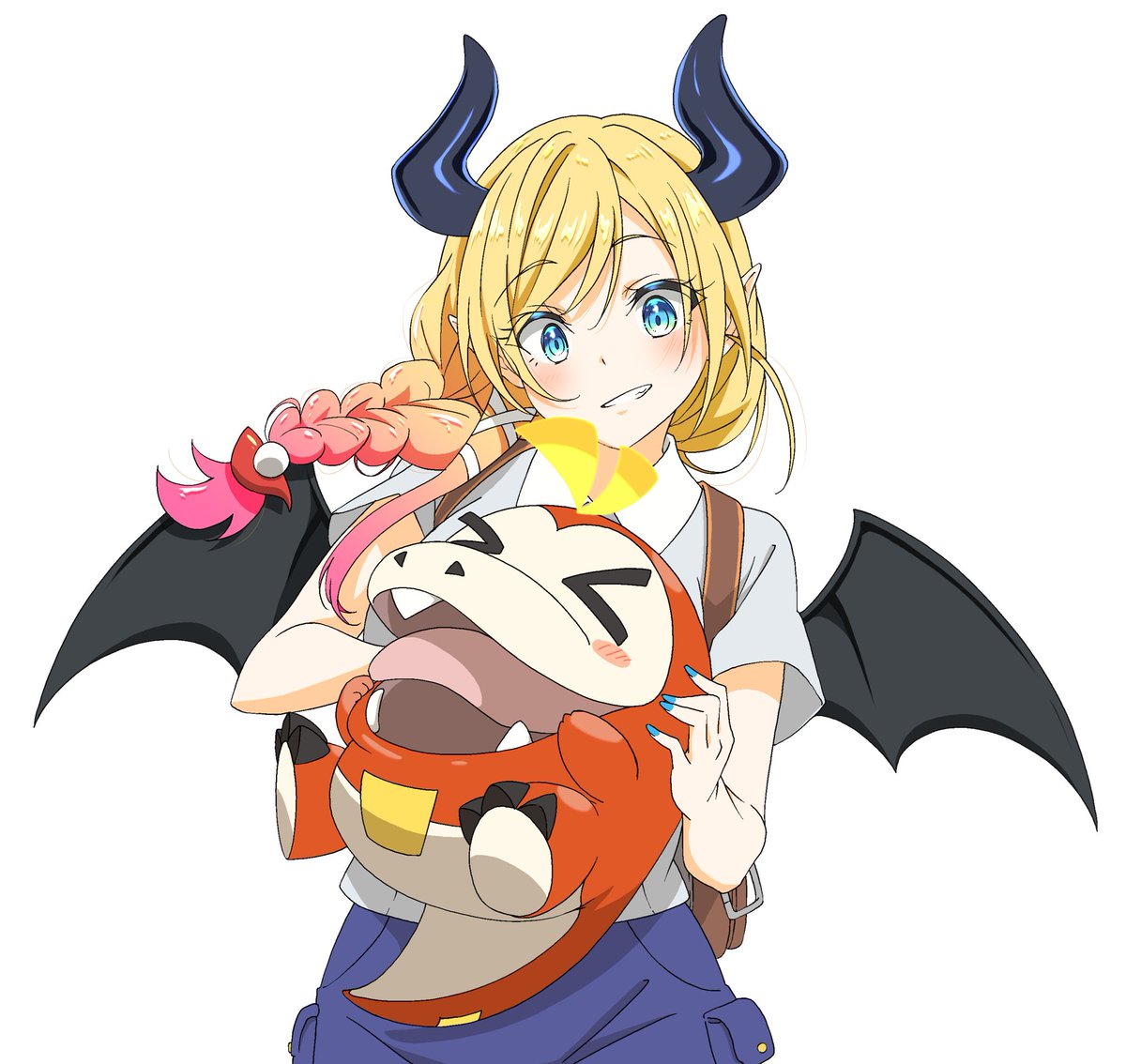 yuzuki choco 1girl blonde hair horns crossover pokemon (creature) pointy ears smile  illustration images