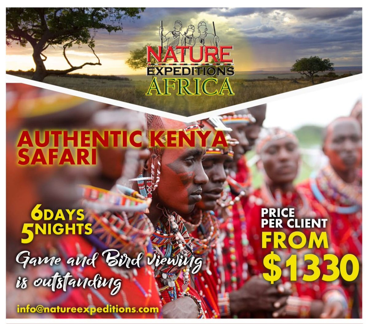 Nature Expeditions Africa (@nature_exp) on Twitter photo If you have ever wondered what Kenya has to offer, Look no further. We got you.
Book with us today:
☎ Tel: +254 – 748 717 387
📧 info@natureexpeditions.com
#wildlife #nature #safari #africa #adventure #tembeakenya #magicalkenya #visiteastafrica #natureawaitsyou If you have ever wondered what Kenya has to offer, Look no further. We got you.
Book with us today:
☎ Tel: +254 – 748 717 387
📧 info@natureexpeditions.com
#wildlife #nature #safari #africa #adventure #tembeakenya #magicalkenya #visiteastafrica #natureawaitsyou