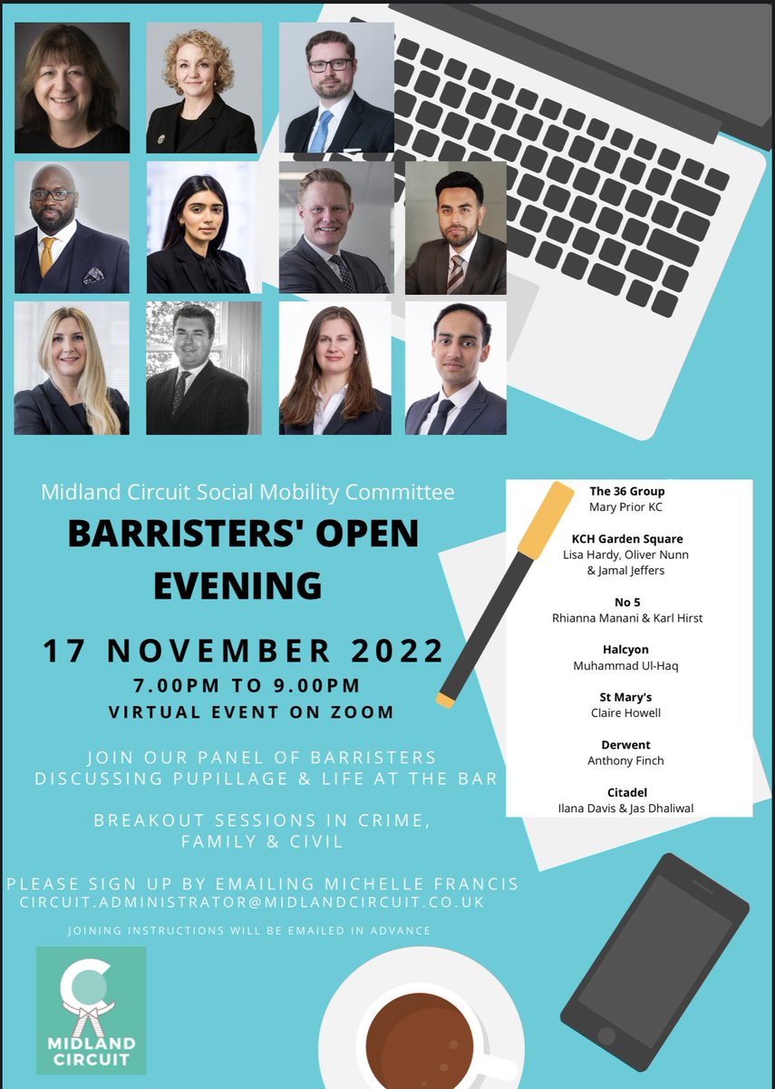 BME@TheBar (@bmeatthebar) on Twitter photo 📣📣A great event this evening being put on by <a href="/BarForAll/">Midland Circuit Social Mobility Committee</a>
🗓️17th November. *tonight*
⏰19:00
Sign up by emailing the circuit administrator 📣📣A great event this evening being put on by <a href="/BarForAll/">Midland Circuit Social Mobility Committee</a>
🗓️17th November. *tonight*
⏰19:00
Sign up by emailing the circuit administrator